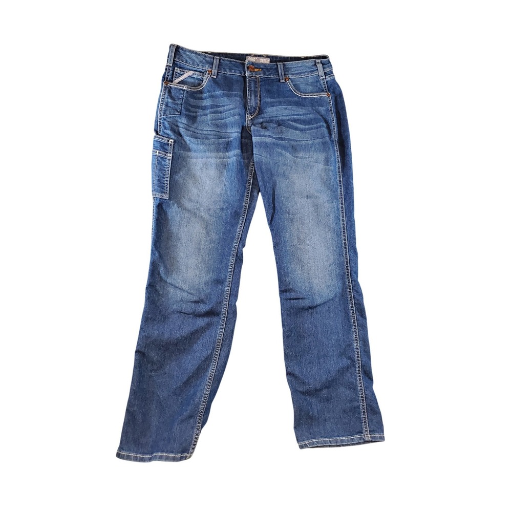Ariat Rebar Riveter Women 33L Mid Rise Straight Leg Nightride Work Jeans Utility
